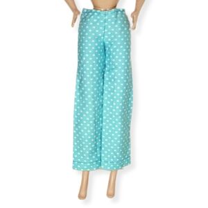 Barbie '70 Cool Casuals PAK Pants Teal Blue Polka Dot Snap Back Mattel Vtg #0030